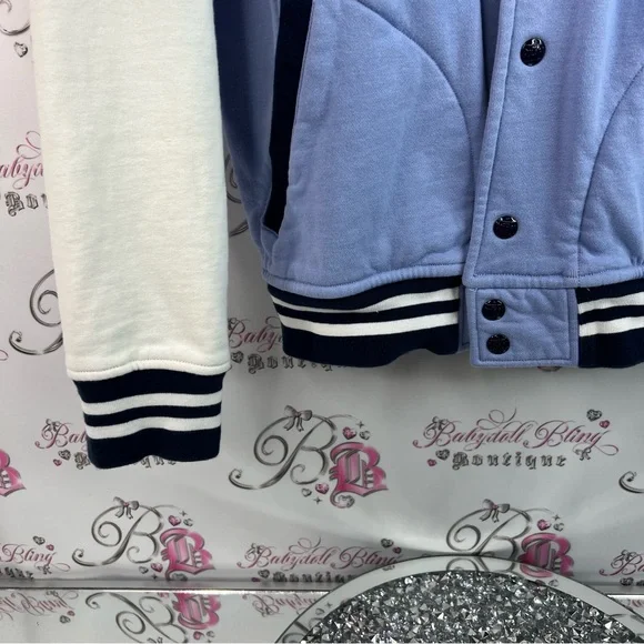 Polo Ralph Lauren coat jacket buttons stripes Blue and White Varsity Jacket - Picture 7 of 16